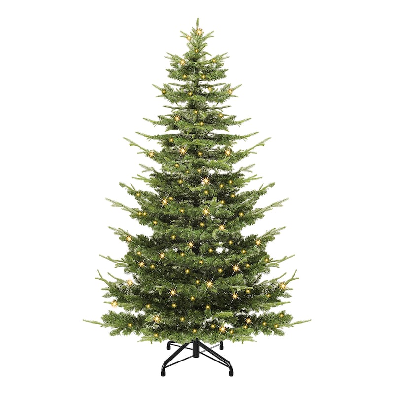 Layered Pre-Lit Fir Christmas Tree with Multi-Mode Lights - 6ft