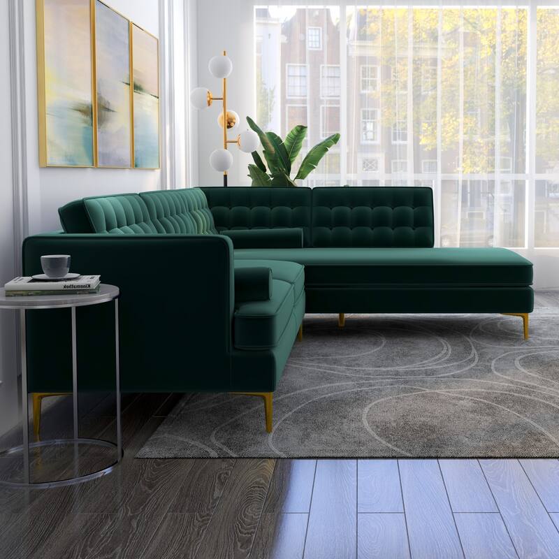 Chatty Velvet Modern Tufted Living Room Corner Sectional Sofa