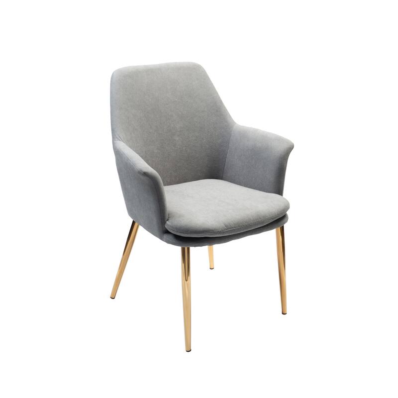 Porthos Home Dak Dining Chair with Armrests, Velvet, Gold Chrome Legs - Grey