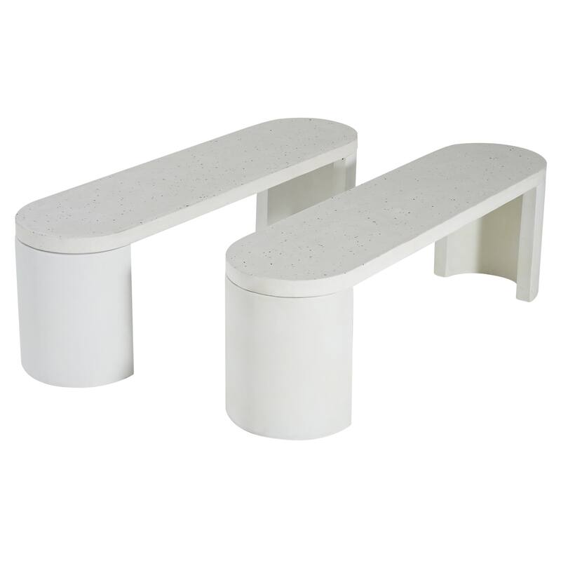 Christopher Knight Home - Lior Outdoor Terrazzo White Concrete Dining Bench
