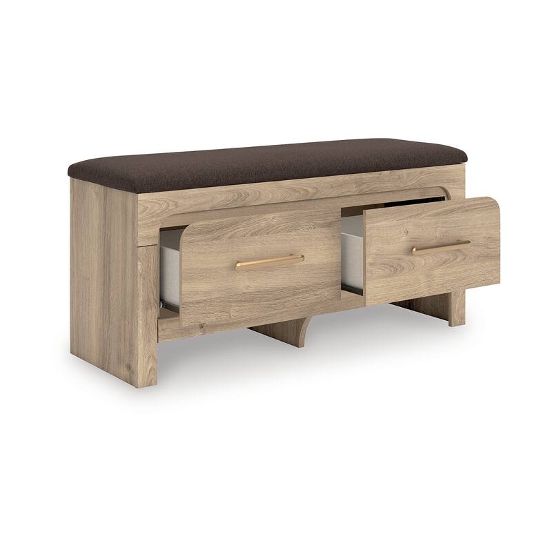 Signature Design by Ashley Prandefort Light Brown / Dark Brown Bedroom Storage Bench - 44" W x 16" D x 20" H