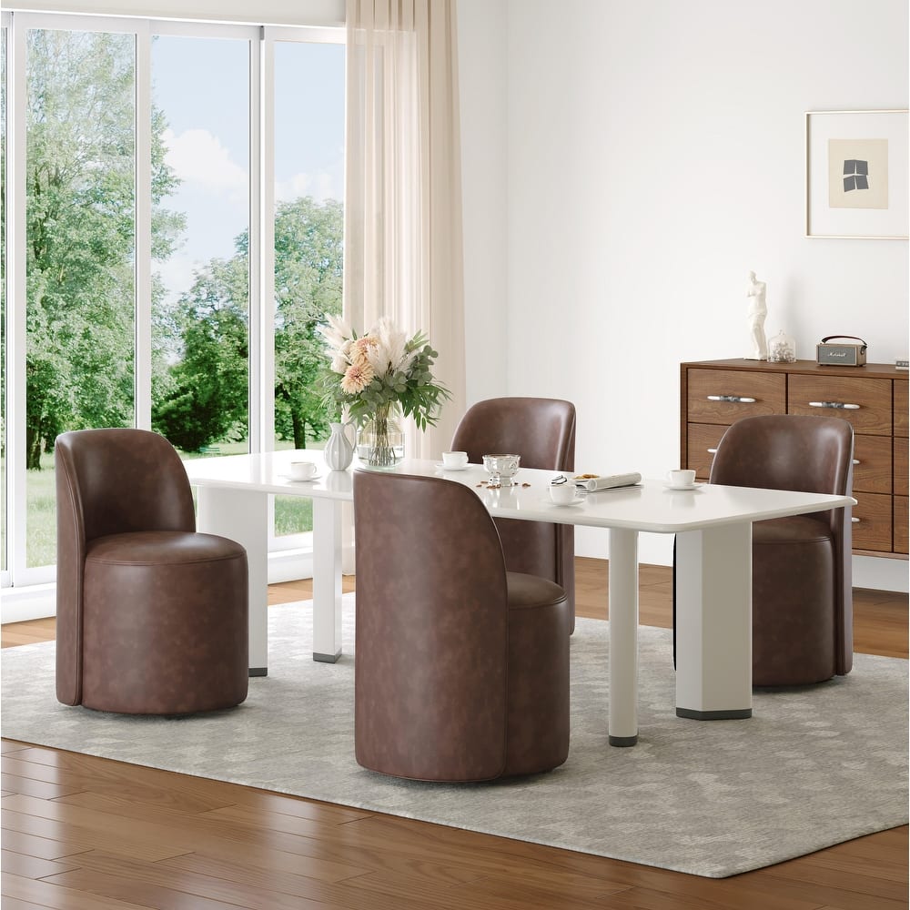 Modern Linen Upholstery Dining Chair Barrel Chair