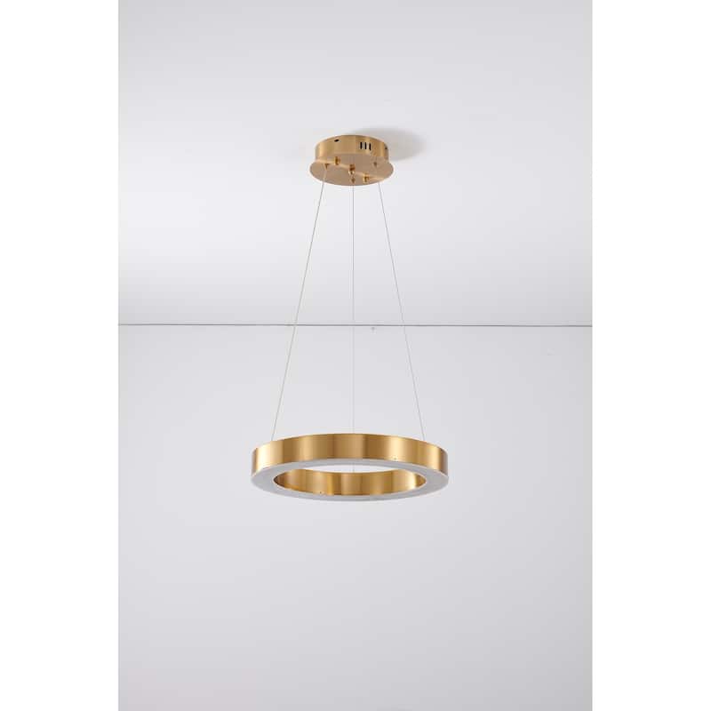 1-Light Gold LED Chandelier With An Acrylic Bottom Len