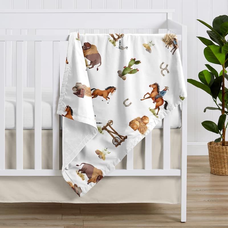 Sweet Jojo Designs Western Cowboy Boy Baby Receiving Security Swaddle Blanket Wild West Southern Country Horse Cow Farm Animal