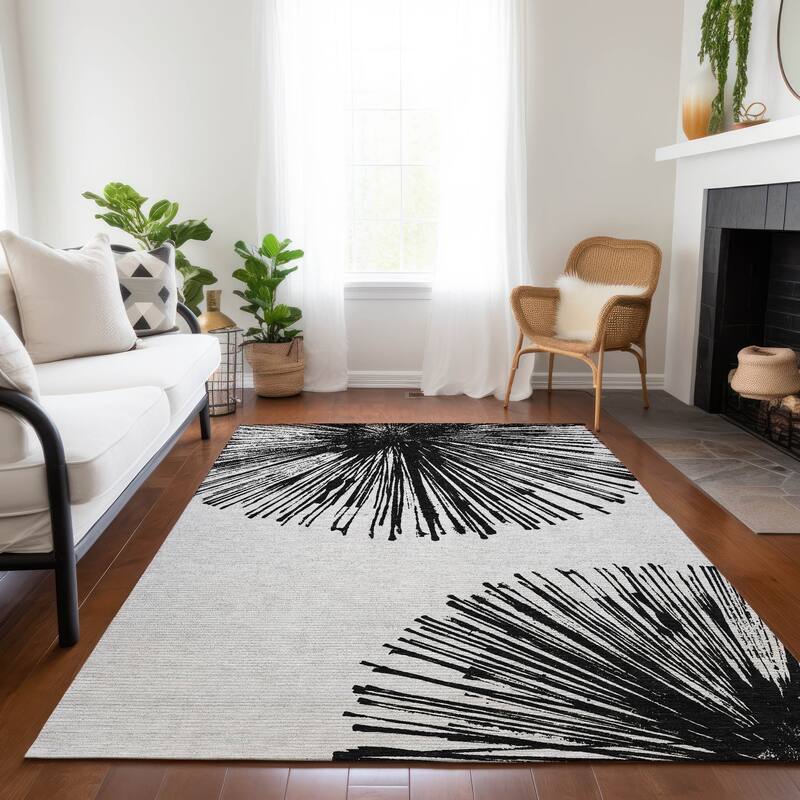Machine Washable Indoor/ Outdoor Chantille Contemporary Burst Rug