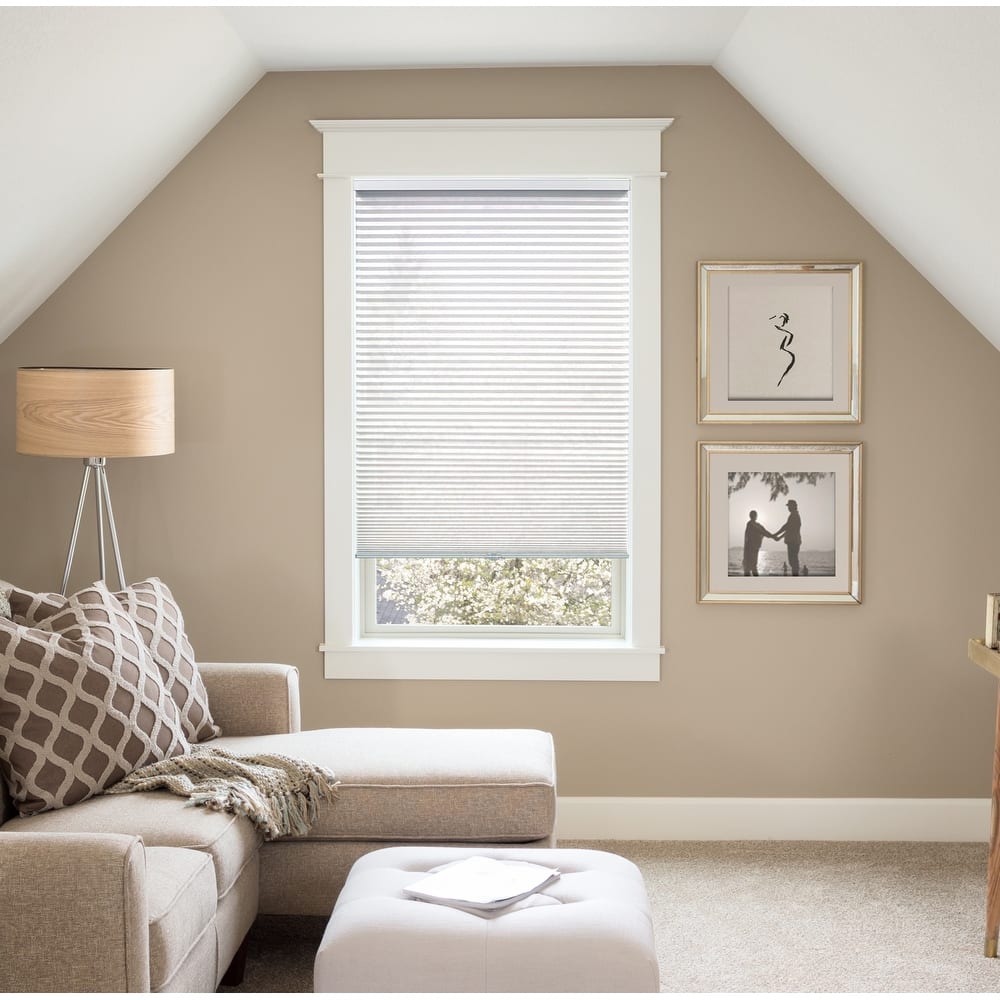 BlindsAvenue Custom 3/4" Pleat, Cordless Cellular Shades, Color Pure White, Light Filtering Fabric