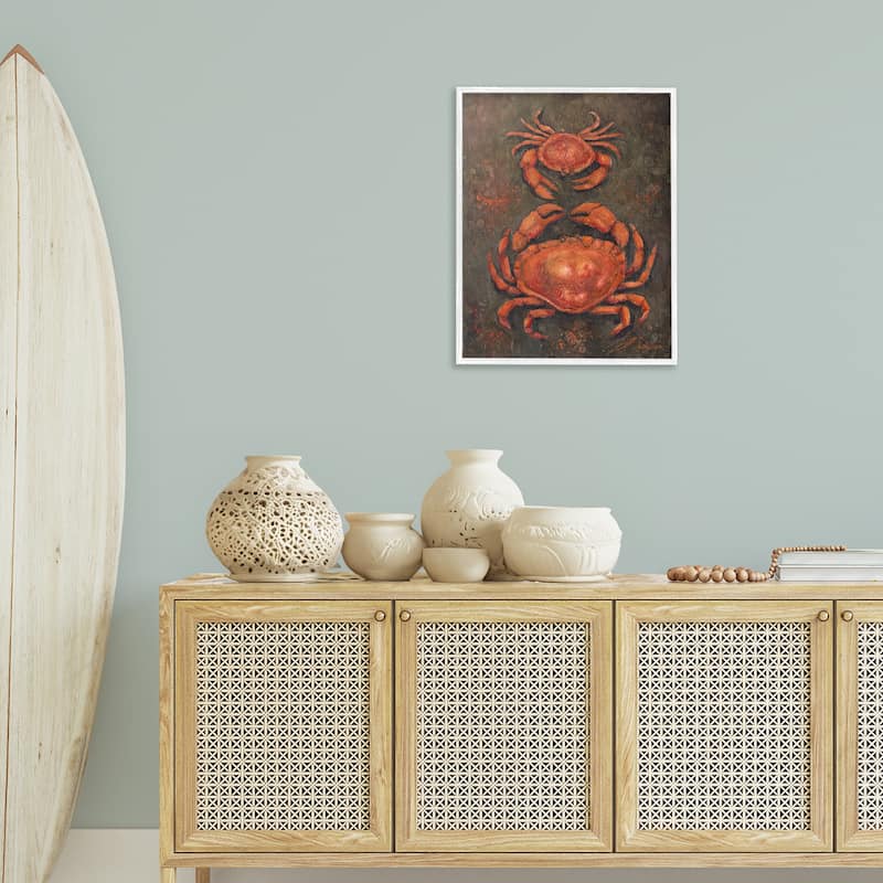 Stupell Small & Large Crab Pair Framed Giclee Art Design By Jody Bergsma