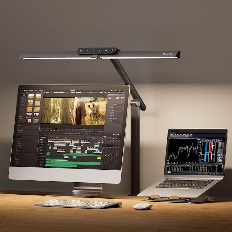 Honeywell HJ1BK Sunturalux LED Clamp Lamp 1200LM, Timer, Eye Care - Black