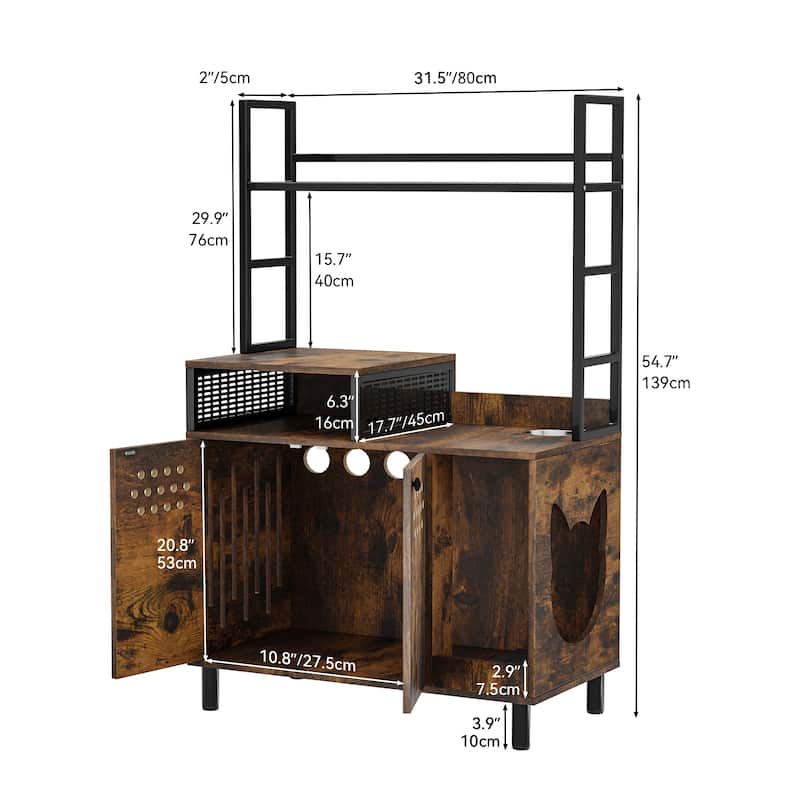 Moasis Wooden Cat Litter Box Enclosure Furniture with Shelves
