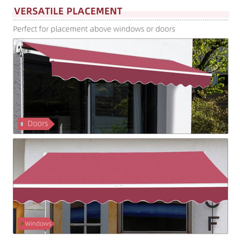 155.5" Wide Retractable Patio Awning with Extendable Aluminum Frame and UV Rain Fabric - 155.5" W x 96.5" D