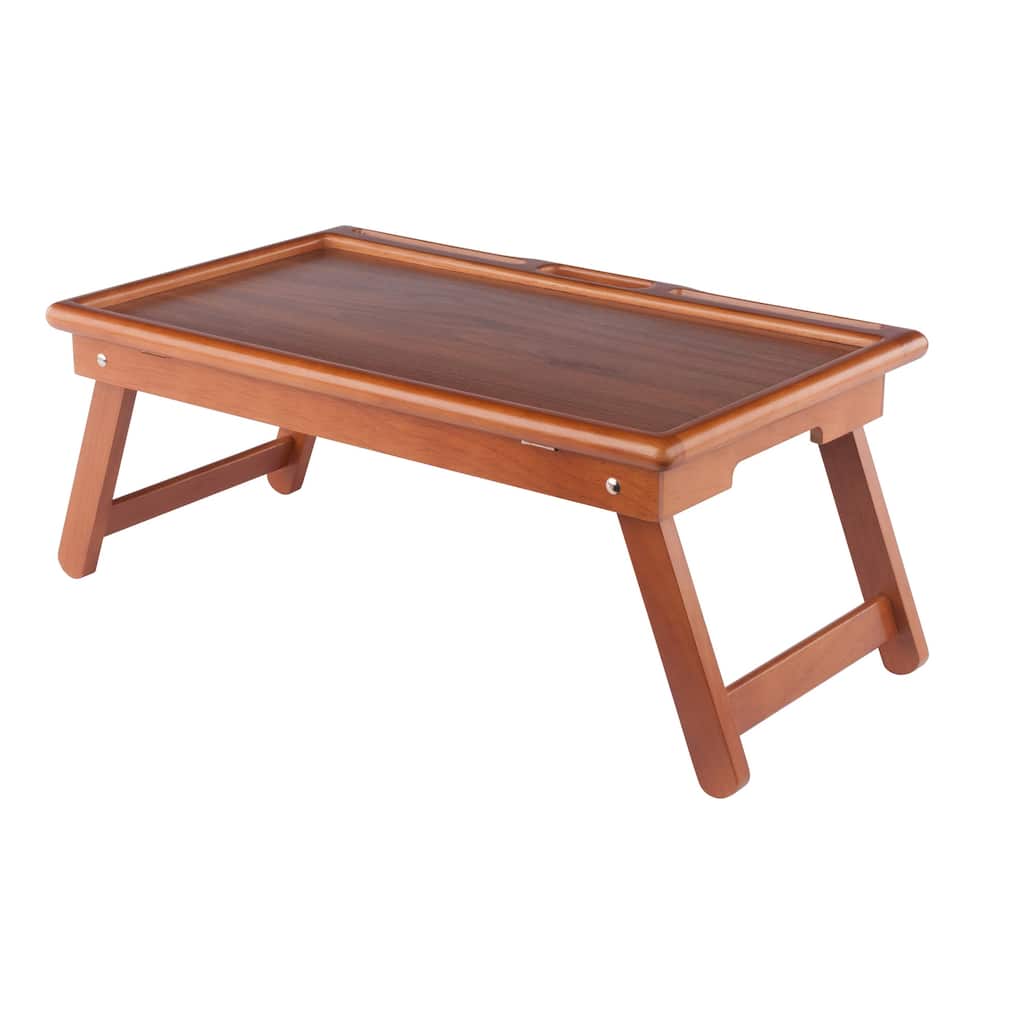 Arlo Breakfast Tray with Flip Top Teak Finish