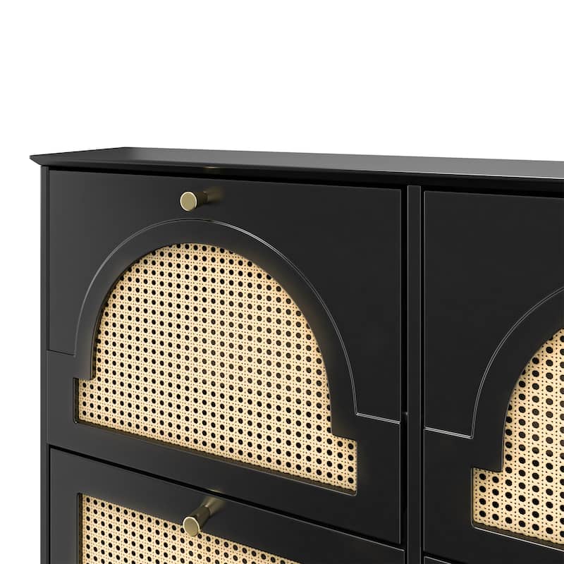 Mid-Century Narrow Design Tipping Bucket Shoe Cabinet with 4 Flip Drawers