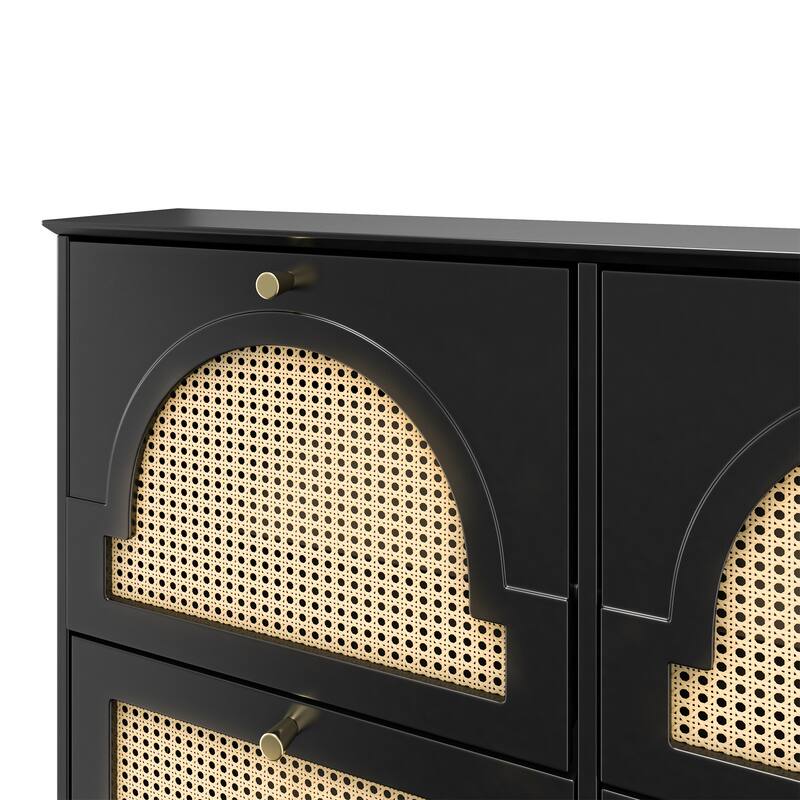 Mid-Century Shoe Storage Cabinet with 4 Flip Drawers & 2 Silvery Hooks