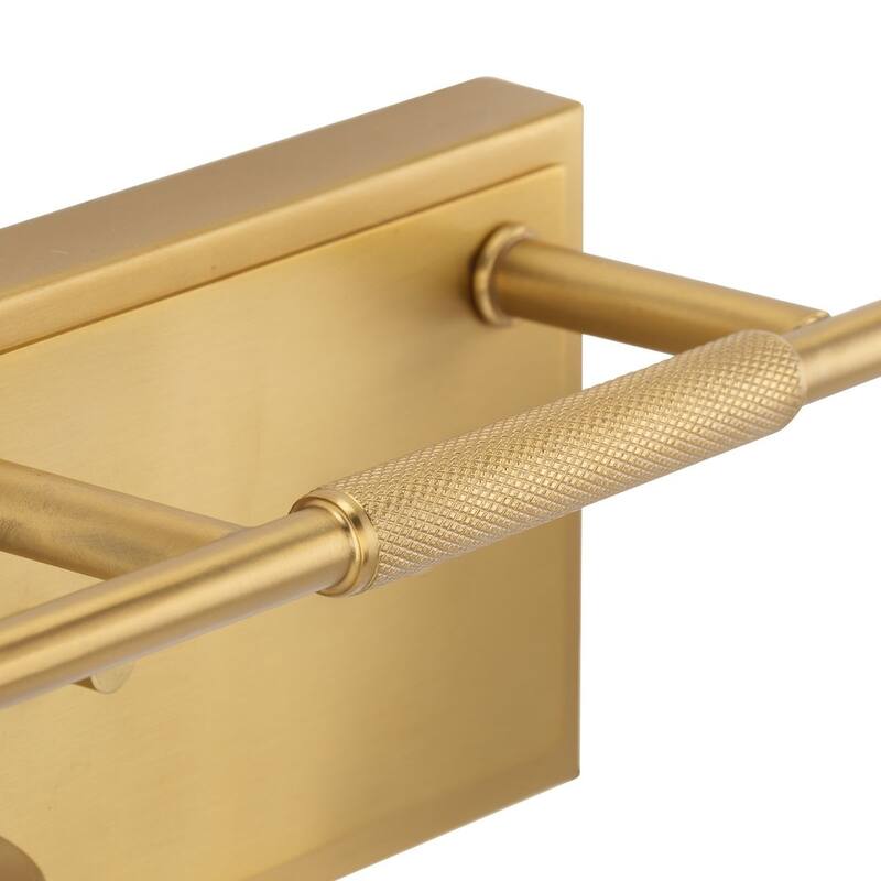 Spenser Collection Two-Light Brushed Gold Industrial Vanity Light - 15.62 in x 5.5 in x 7.62 in