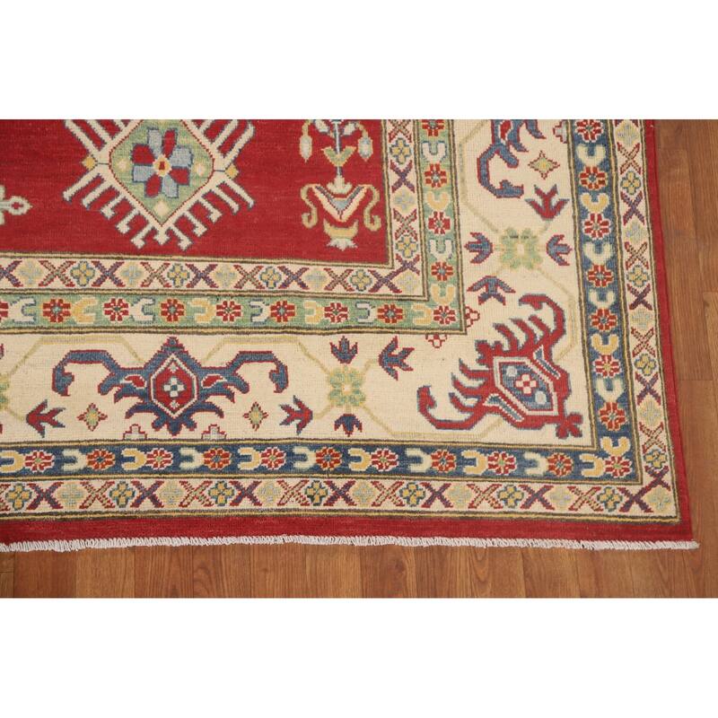 Red Kazak Area Rug Hand-Knotted Traditional Wool Carpet - 8'10"x 11'8"