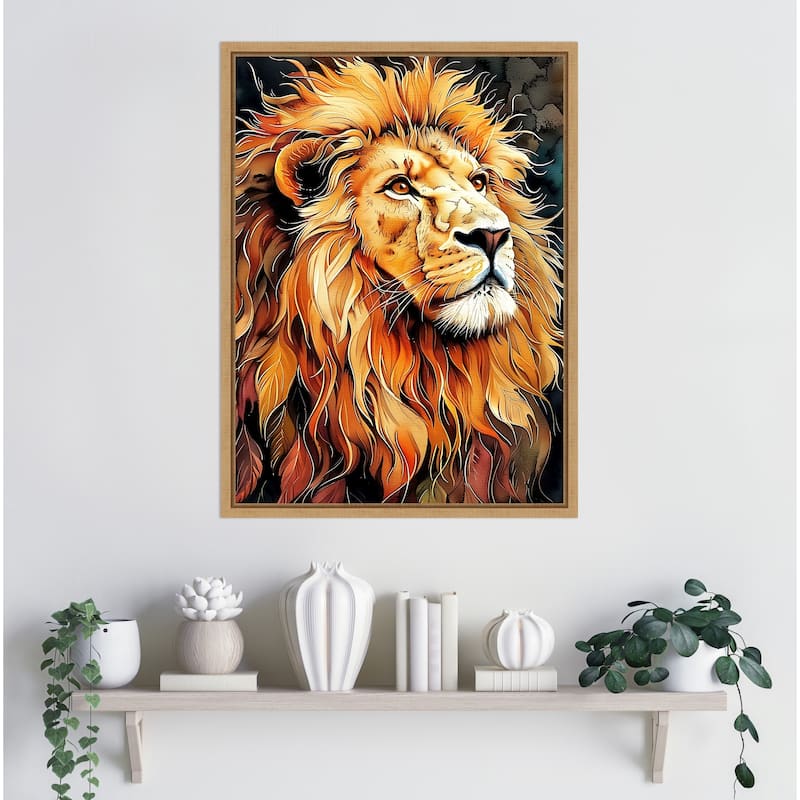 Lion Mane by Justyna Jaszke Framed Canvas Wall Art