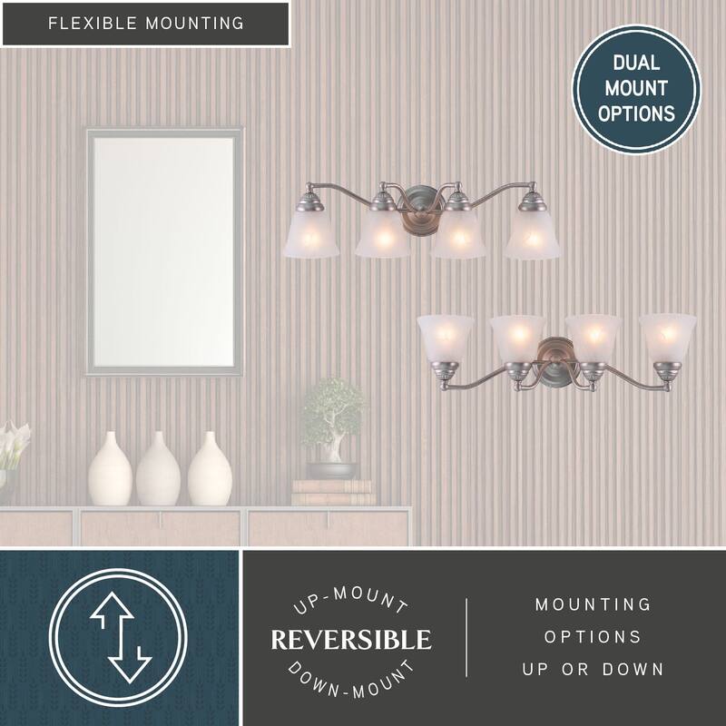Standford 4 Light Brushed Nickel Bathroom Vanity Fixture - 26-in W x 7-in H x 7-in D