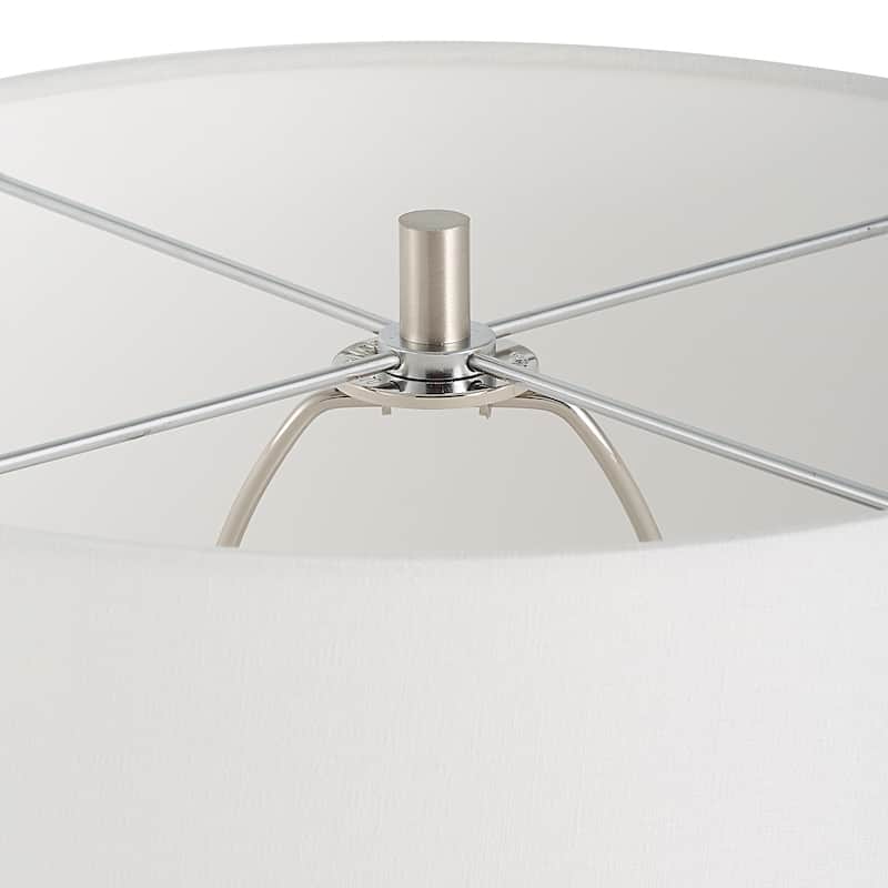 Uttermost Quinn White & Silver Table Lamp - 29"H,   Shade 10"H x 15"Dia.