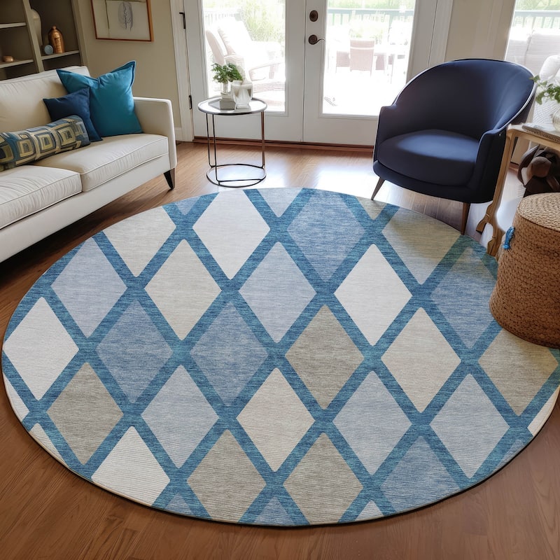 Machine Washable Indoor/ Outdoor Chantille Diamond Prism Rug