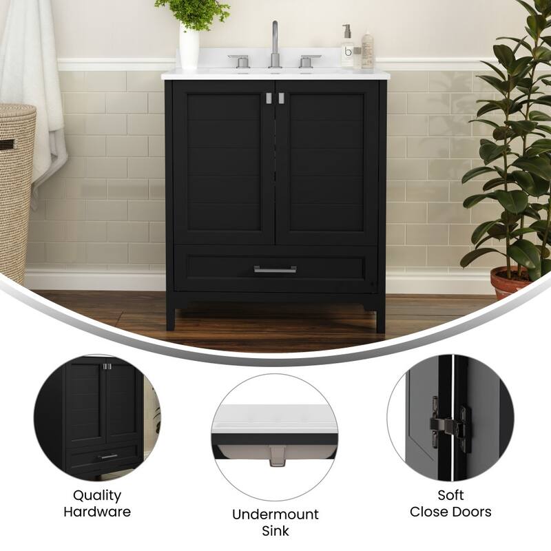 Bathroom Vanity with Undermount Sink, Cabinet, and Drawer