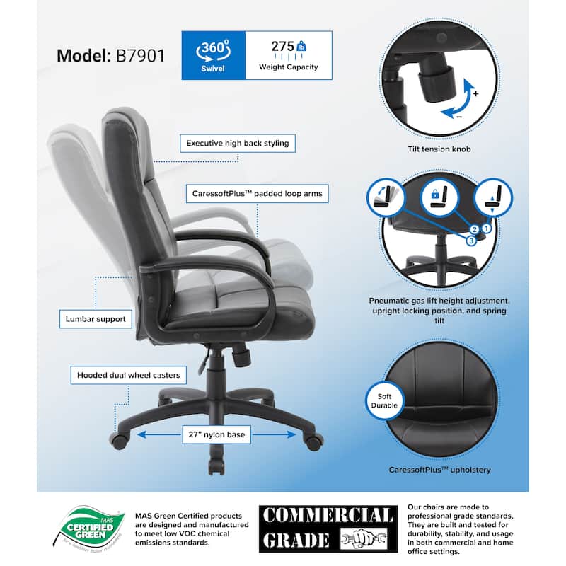 Black Vinyl High-back Executive Chair