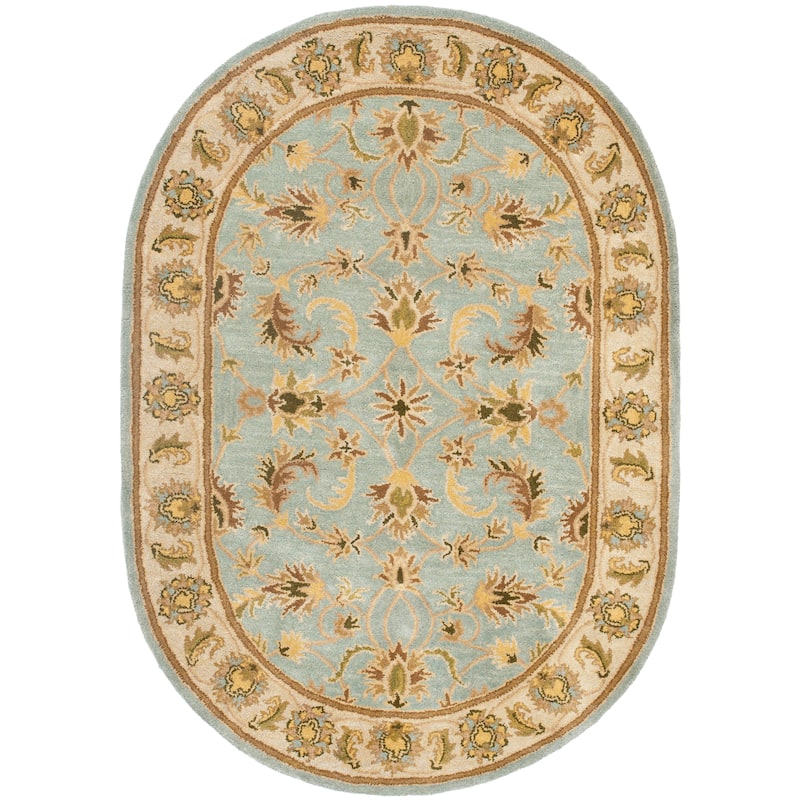 SAFAVIEH Handmade Heritage Turtoise Traditional Oriental Wool Rug - 4'6" x 6'6" Oval - Light Blue/Beige