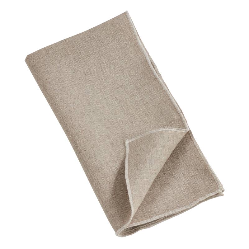 Stonewashed Linen Napkins With Stitched Border Design (Set of 4)