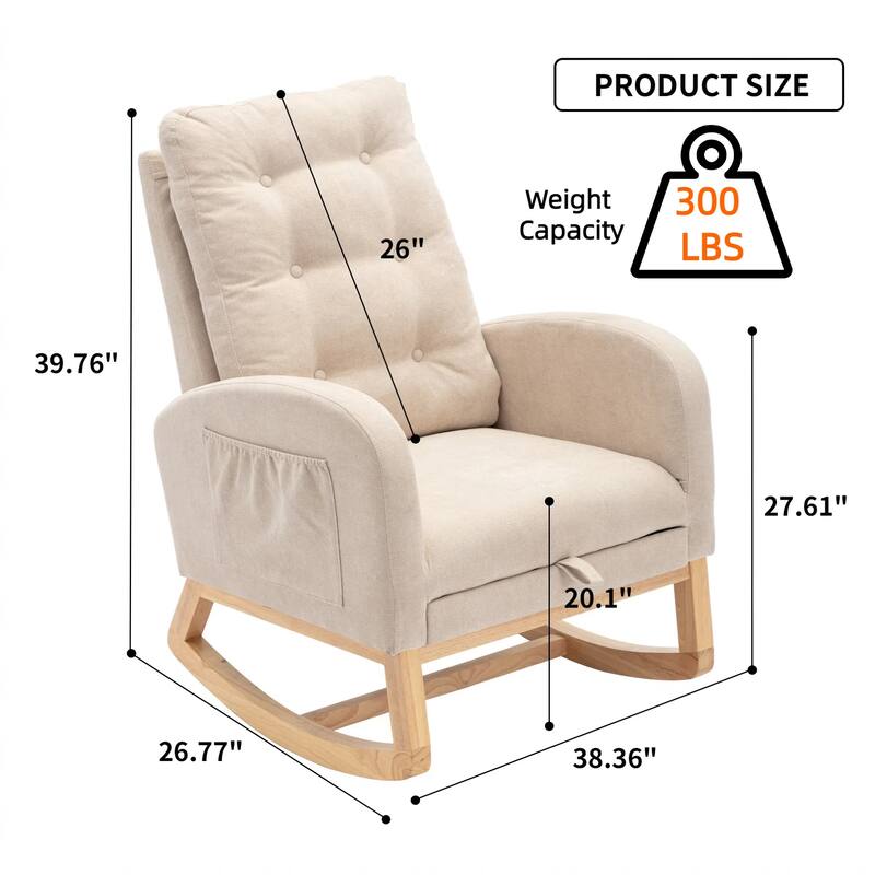 Chichoice Modern Accent Rocking Chair with Footrest, Nursery Glider Rocker with Side Pocket