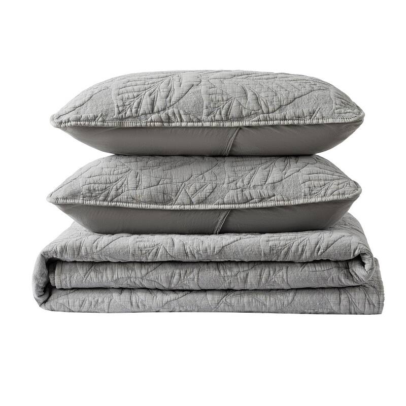 Wholelinens Stonewashed 3 Piece Cotton Bedspread Reversible Quilt Set