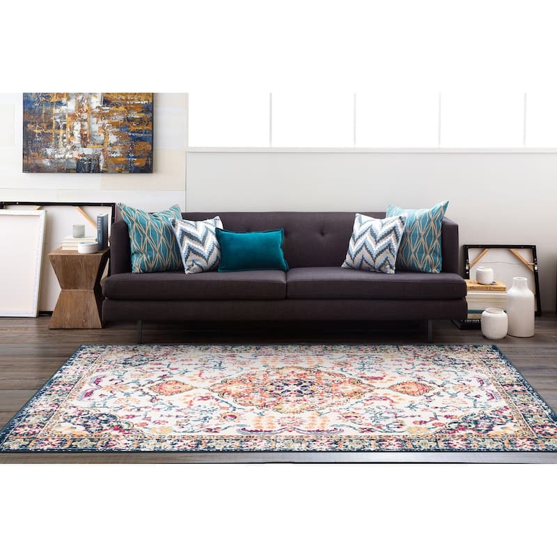 The Curated Nomad Sunset Bohemian Vintage Medallion Rug
