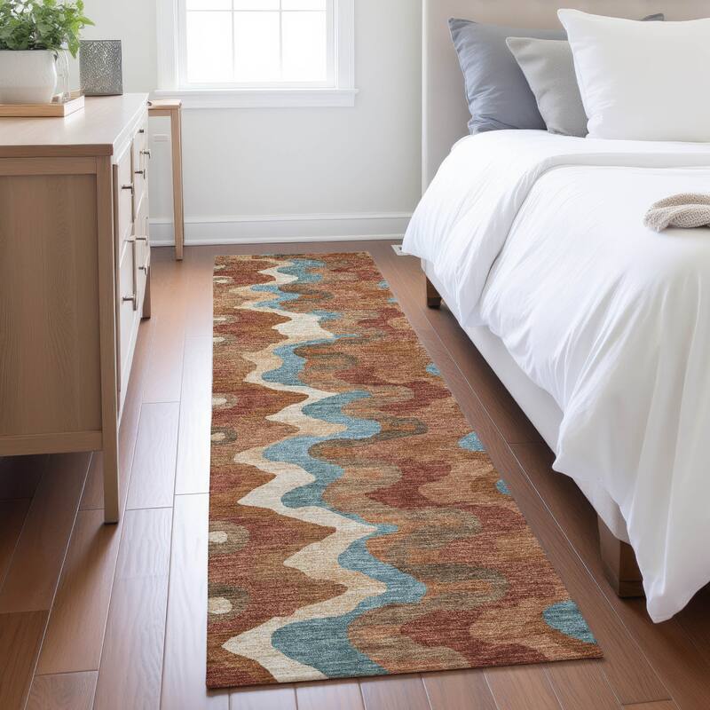 Machine Washable Indoor/ Outdoor Modern Mason Chantille Rug