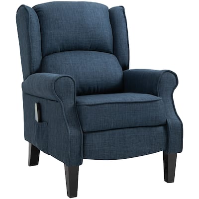 Vintage Upholstered Wingback Heated Vibrating Massage Recliner Chair: with Remote Controller and Push-back Recline.