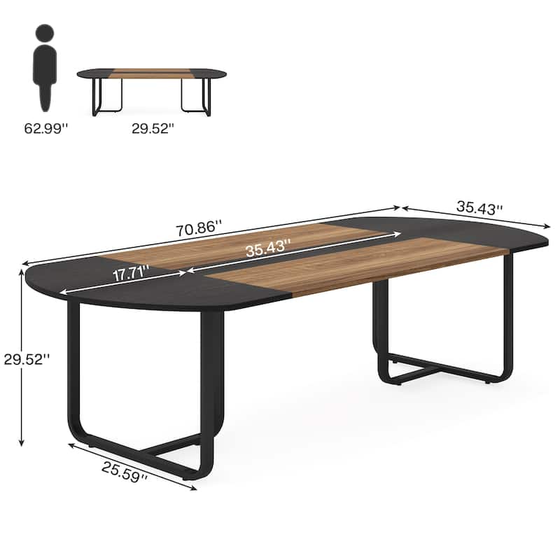 70.86'' Modern Oval Curved Executive Computer Desk for Home Office