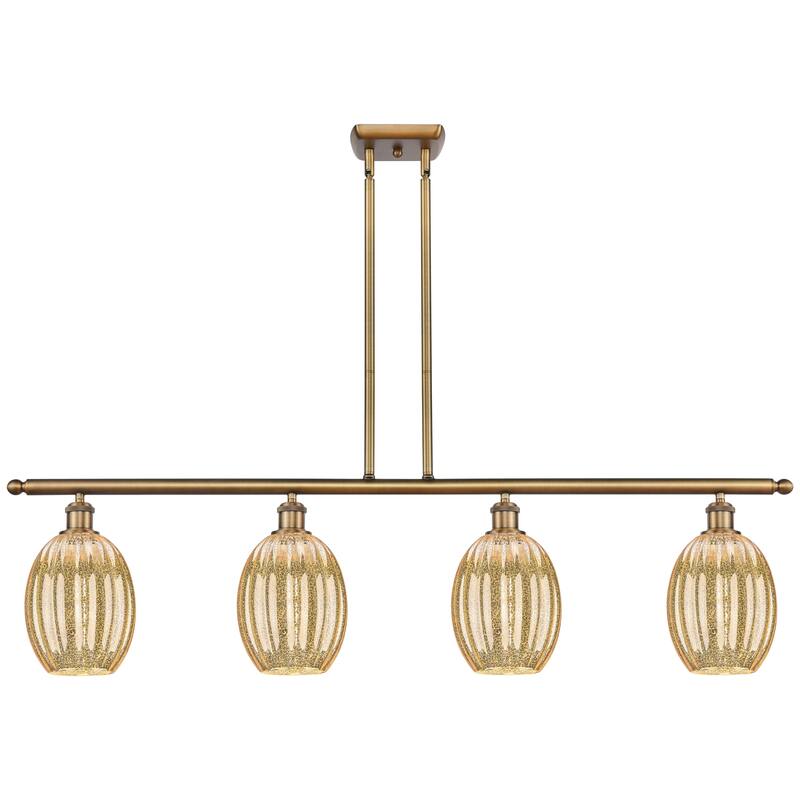 Innovations Lighting Endless Possibilities Ballston - Preston - 4 Light 48" Bulb Shade Stem Hung Island Light - Mercury/Brushed Brass