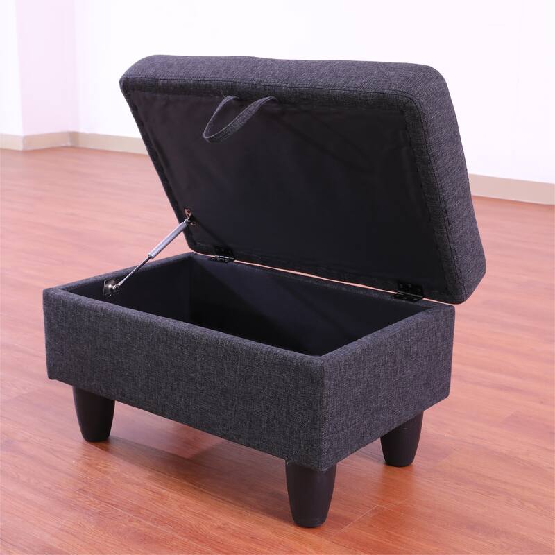 KISRAIS 28.5" Wide Upholstered Storage Ottoman