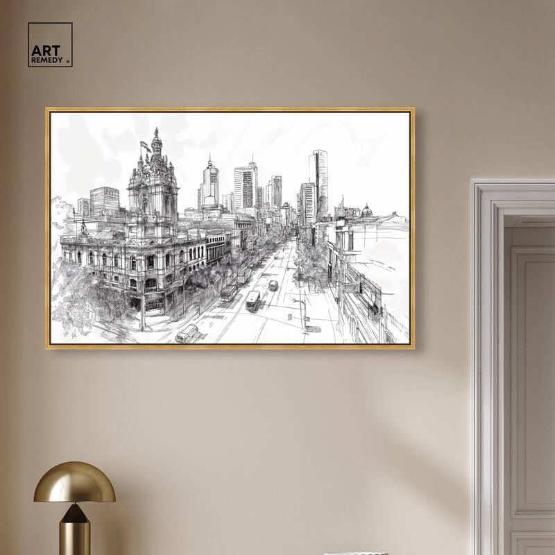 Collins Street Sketch Canvas by Art Remedy