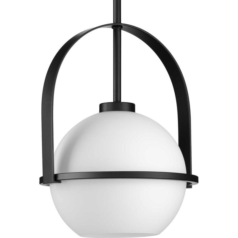 Progress Lighting P500358 Delayne 9" Wide Mini Pendant with Frosted - Matte Black