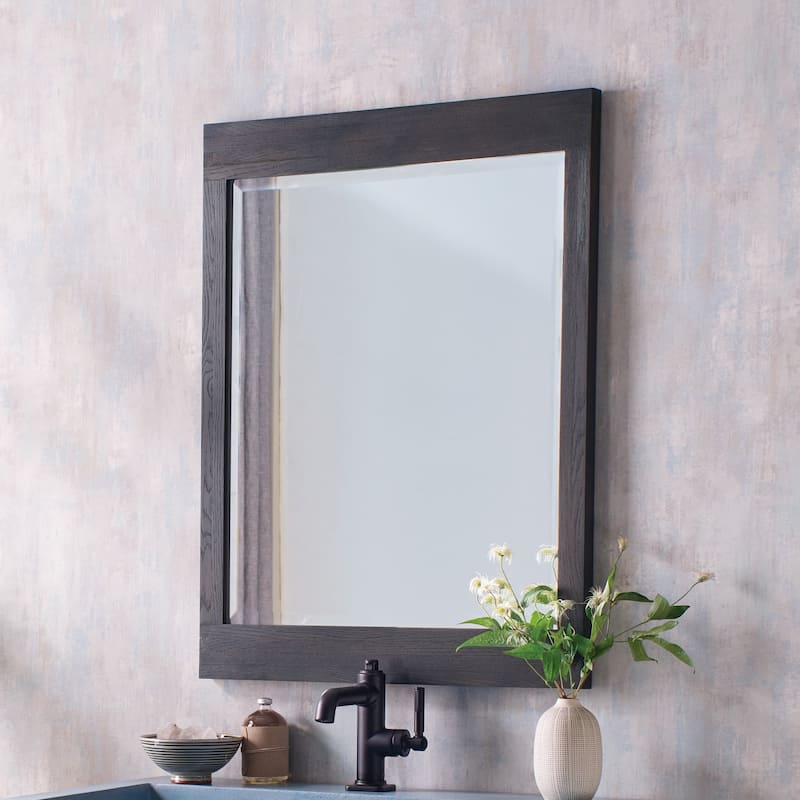 Winemaker Reclaimed Wood Beveled Glass Mirror - Small - Charred Oak