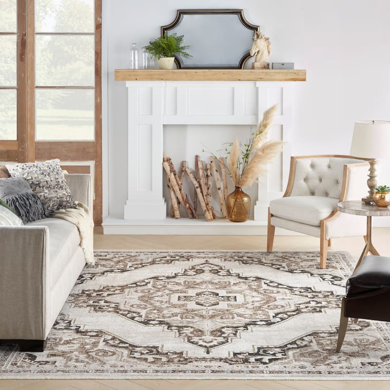 Nourison Geneva Traditional Bordered Area Rug.