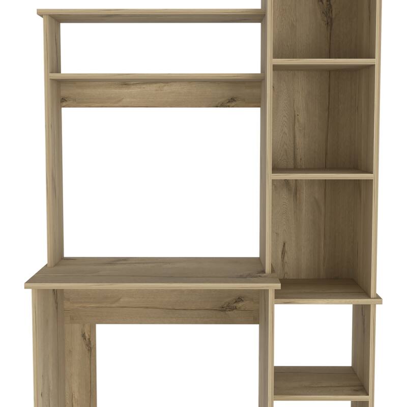 Modern Computer Desk with 5 Cubbies Hutch