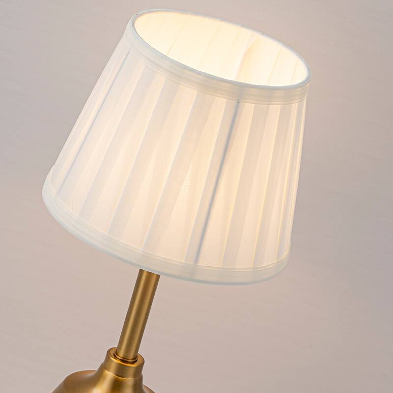 14'' Classic Fabric Shade Rechargeable LED Table Lamp Touch Control Cordless USB Nightstand Lamp with Stepless Dimming(2 Pack)