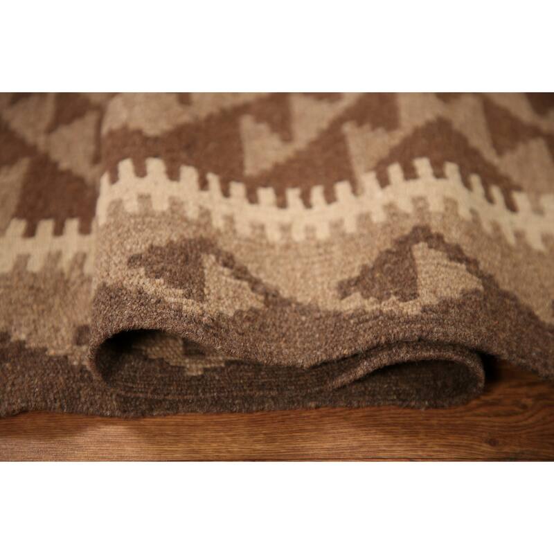 Geometric Kilim Oriental Rug Flat-weave Wool Carpet - 3'3" x 4'9"