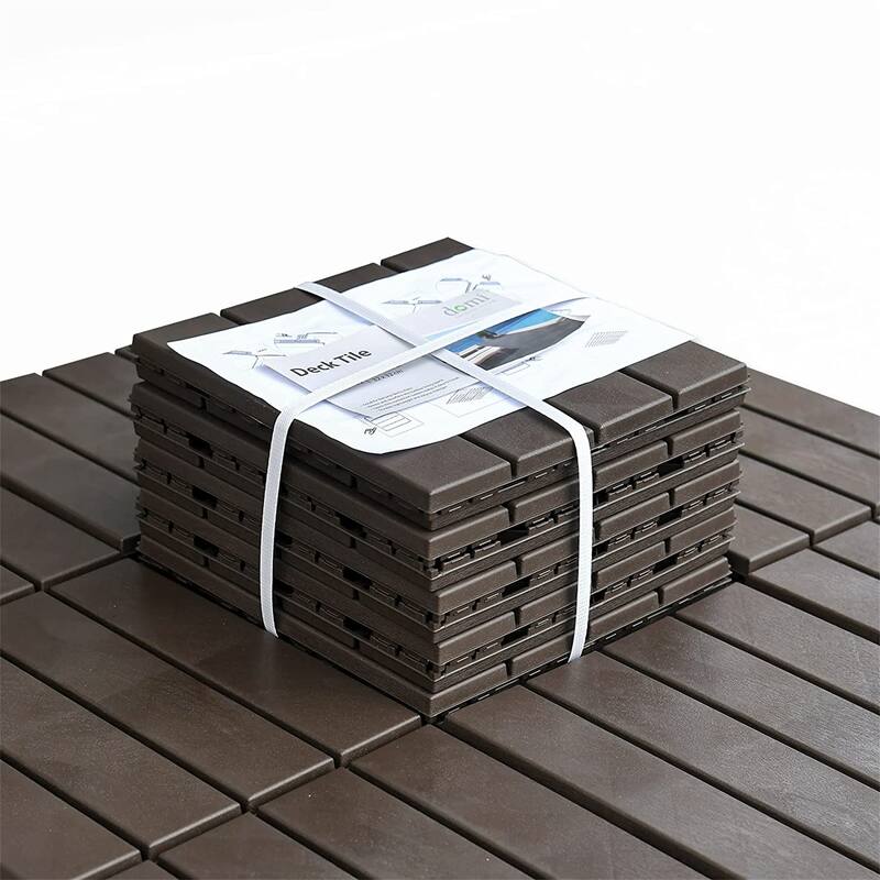 27 Pack Patio Interlocking Deck Tiles 12"x12" Square Composite Decking Tiles Four Slat Plastic Outdoor Flooring Tile