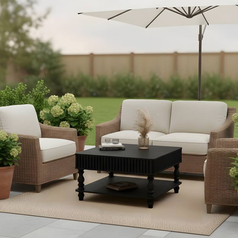 Rustic Style Lift-Top Coffee Table with Hidden & Open Storage