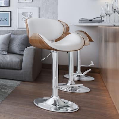WYNDENHALL Avondale Mid Century Modern Bentwood Adjustable Swivel Bar Stool - 20.9 W x 20.5 D x 45.3 H