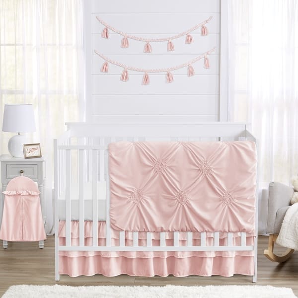 slide 2 of 6, Sweet Jojo Designs Blush Pink Shabby Chic Harper Collection Girl 4-piece Bumperless Crib Bedding Set