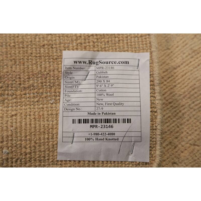 Modern Gabbeh Runner Rug Hand-Knotted Tribal Wool Carpet - 2'9" x 9'6"