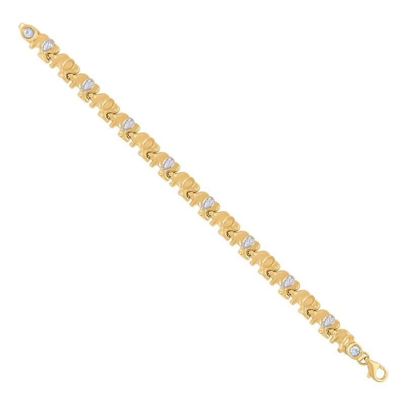 Curata 10k Two tone Gold 7" 7.6mm Womens Elephant Good Luck Link 7 Inch Bracelet
