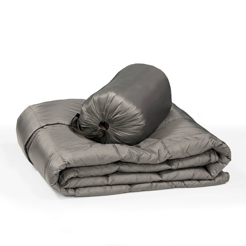 Packable Oversized Down Throw With Slumber Pouch - Grey