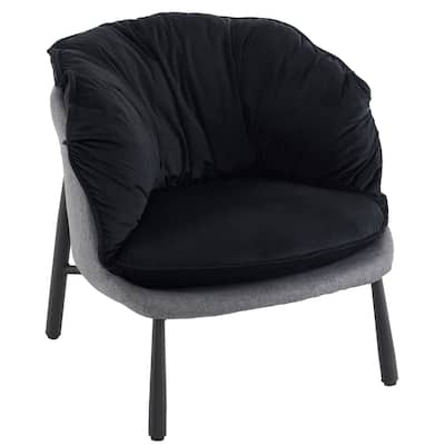Modern Velvet Accent Chair with Wooden Frame and Black Metal Legs for Living Room or Lounge Seating - 27.4"L x 27"W x 29.1"H